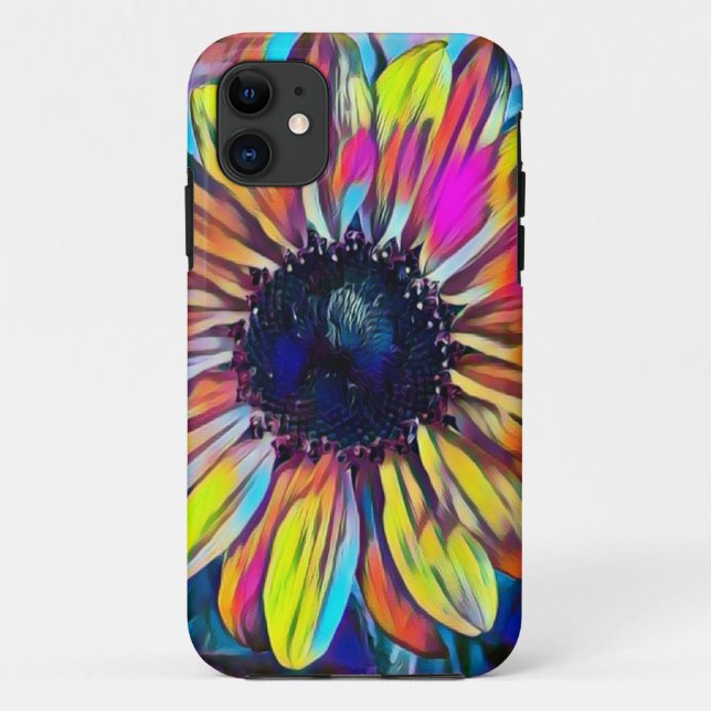 Iphone case with a vivid sunflower design  (Back)