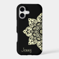 iPhone Case with Black and Cream Medallions