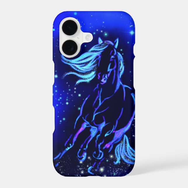 iPhone Case with Horse Running In Starry Night (Back)