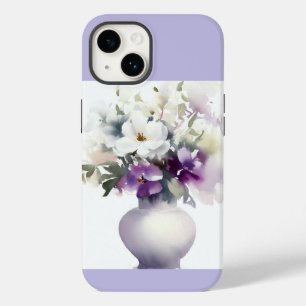 iPhone cell phone cover, case with purple flowers