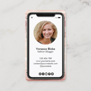 iPhone cell phone instagram blogger dusty pink Business Card