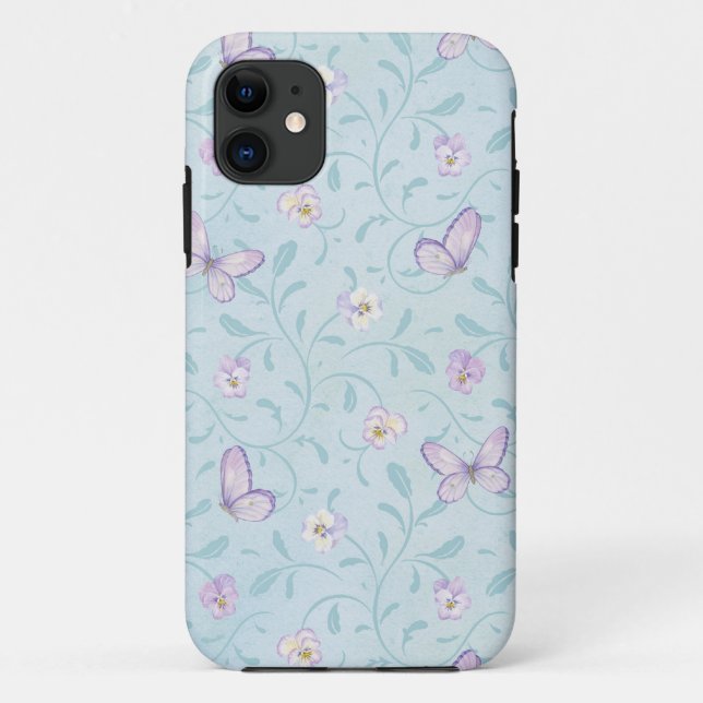 iPhone Cover Floral Lavender Butterflies (Back)