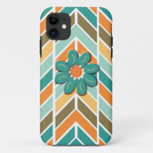 iPhone Cover, Retro Chevron, Flower Power iPhone