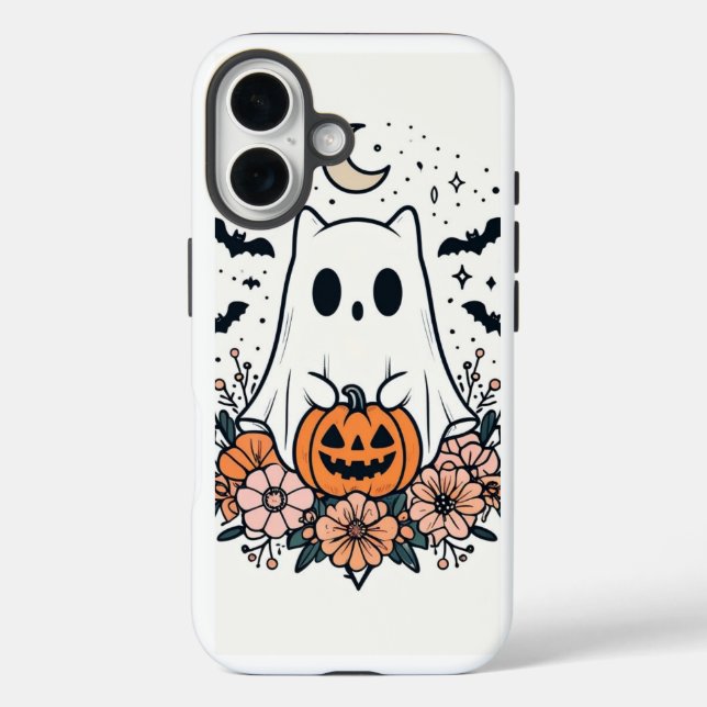 iPhone Halloween kawaii ghost iPhone 16 case (Back)