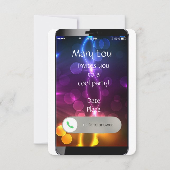 iPhone Invitation with Custom Background (Front)