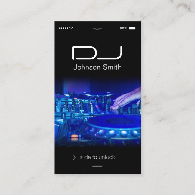 iPhone iOS Style - Turntable Scratching Music Dj Business Card (Front)
