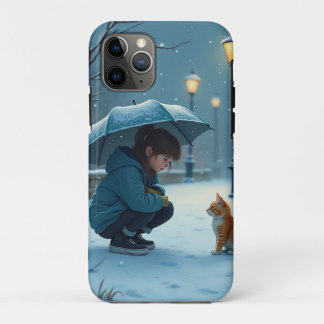 iPhone / iPad case Girl and cat