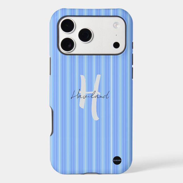 iPhone / iPad case Pale Bright Blue Stripe (Back)