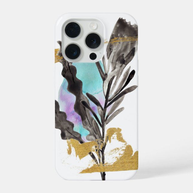 iPhone /iPad case with Protea flower, gold texture (Back)