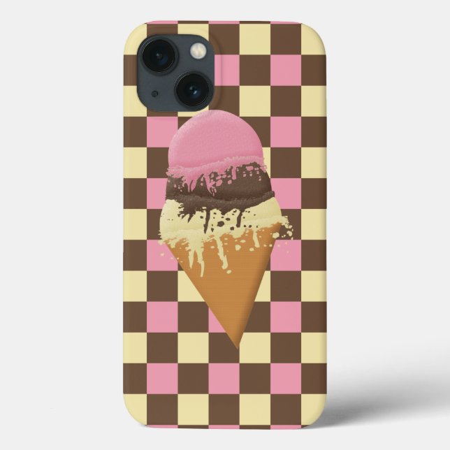 IPhone Neapolitan Ice Cream Cone Case (Back)