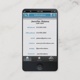 iPhone personalised photo business card