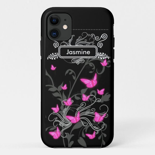 iPhone SE + iPhone 5/5S Case Pink Butterflies (Back)