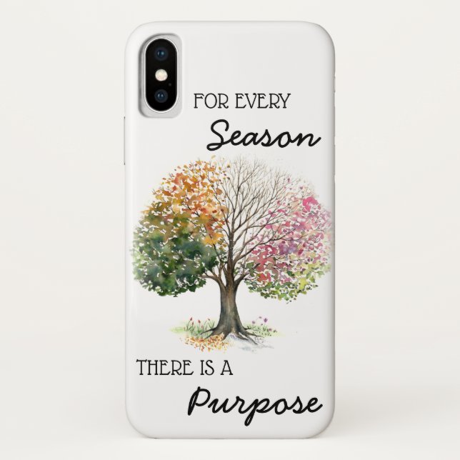 iPhone X Case 4 Seasons Tree w/ Quote Bible (Back)