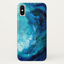 Iphone X case, Blue Ocean Wave