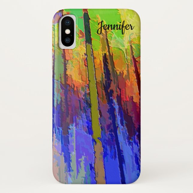 iPhone X Case in an Abstract Colourful Tree Design (Back)