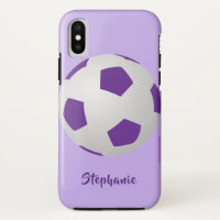 iPhone X Case, Soccer Ball, Purple, Personalised