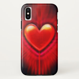 iPhone XS case Red & black heart design.