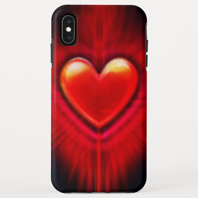 iPhone XS Max case Red & black heart design. (Back)