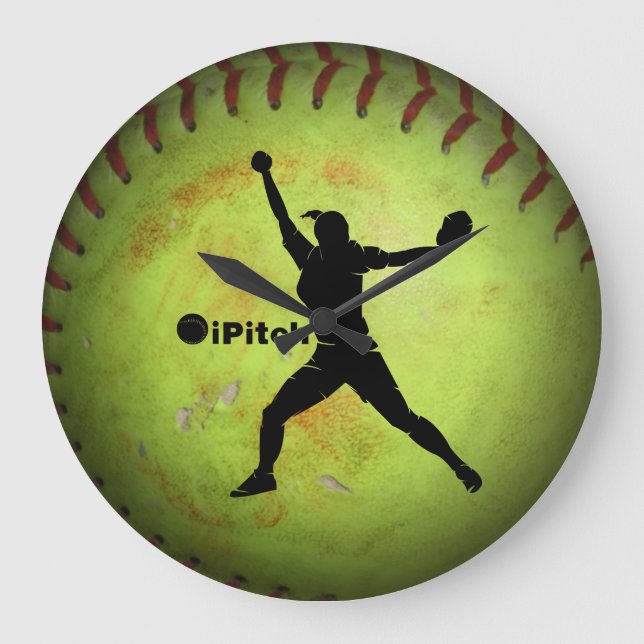 iPitch Fastpitch Softball Large Clock (Front)