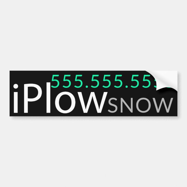 iPlow. Snow Removal. Snow Ploughing Promotional Bumper Sticker (Front)