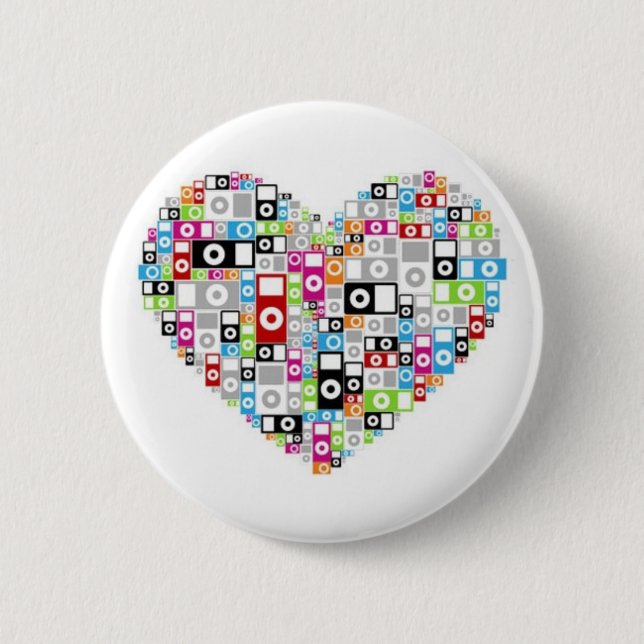 ipod heart 6 cm round badge (Front)