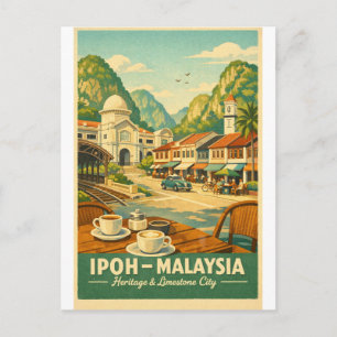 Ipoh City, Malaysia retro travel Postcard