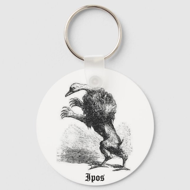 Ipos Woodcut Style Keychain (Front)
