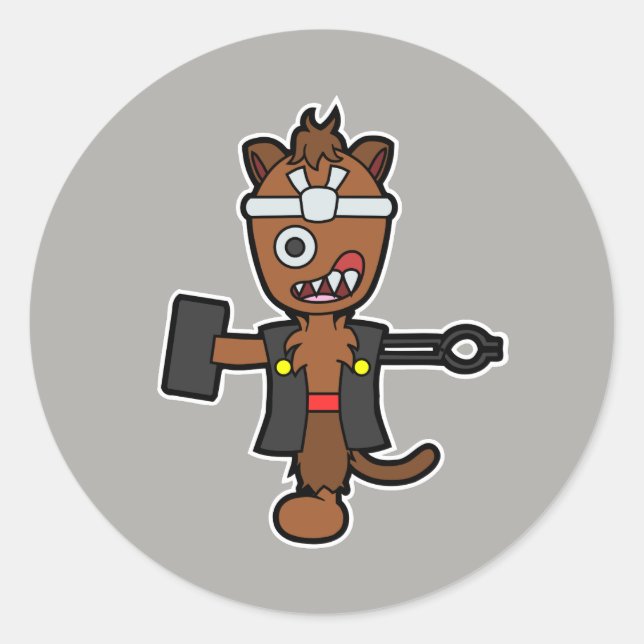 Ippon-datara, the Japanese Blacksmith Monster Classic Round Sticker (Front)