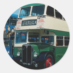 Ipswich Corp.'s ""Regent"" double-decker at Southa Classic Round Sticker