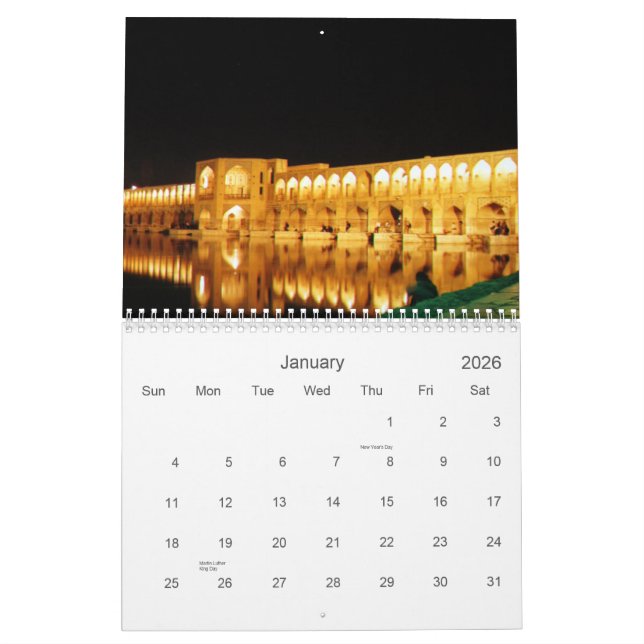 Iran Architecture Calendar (Jan 2026)
