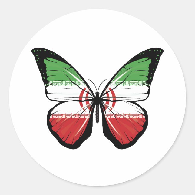Iran Butterfly Flag Classic Round Sticker (Front)