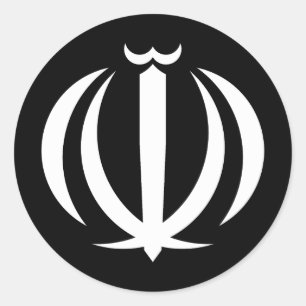 Iran country flag symbol emblem coat of arms classic round sticker