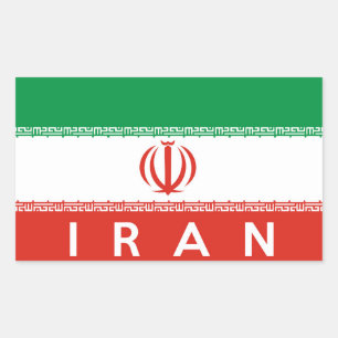 iran country flag symbol name text rectangular sticker
