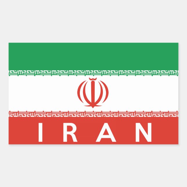 iran country flag symbol name text rectangular sticker (Front)