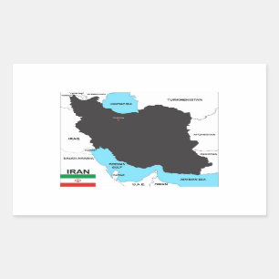 iran country map flag rectangular sticker