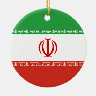 Iran flag ceramic tree decoration
