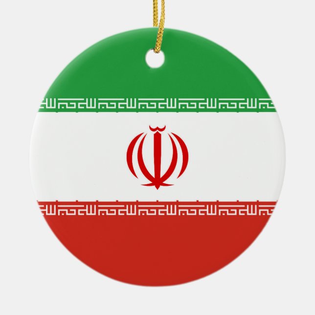 Iran flag ceramic tree decoration (Front)