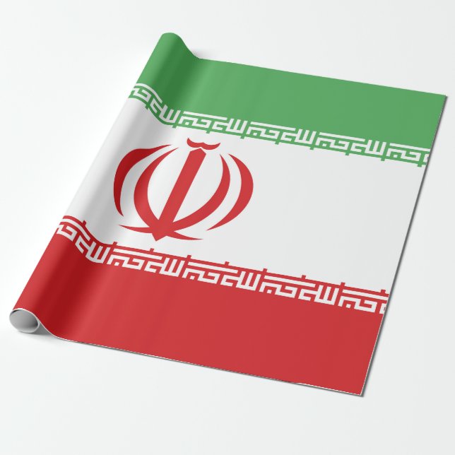 Iran Flag Emblem Wrapping Paper (Unrolled)