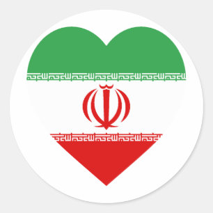 Iran Flag Heart Classic Round Sticker