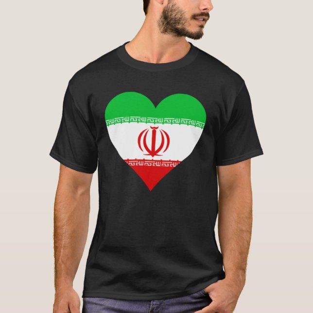 Iran Flag Heart Iran  Love Iran T-Shirt (Front)