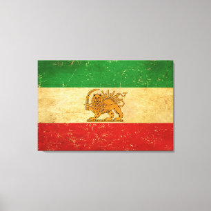 Iran Flag Lion And Sun Shah of Iran Flag Canvas Print