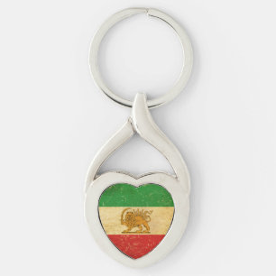 Iran Flag Lion And Sun Shah of Iran Flag Keychain