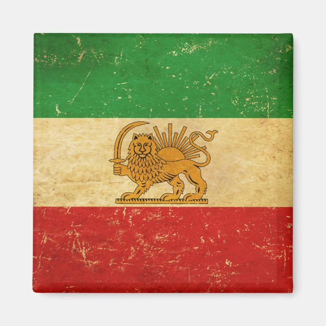 Iran Flag Lion And Sun Shah of Iran Flag Magnet (Front)