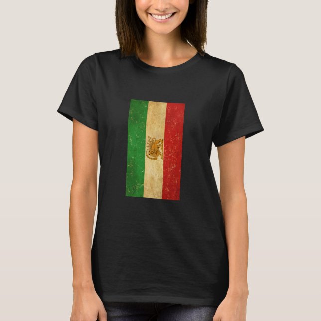 Iran Flag Lion And Sun Shah of Iran Flag T-Shirt (Front)