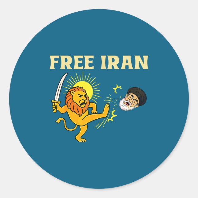 Iran Flag Lion Classic Round Sticker (Front)