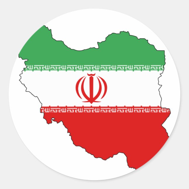 Iran flag map classic round sticker (Front)