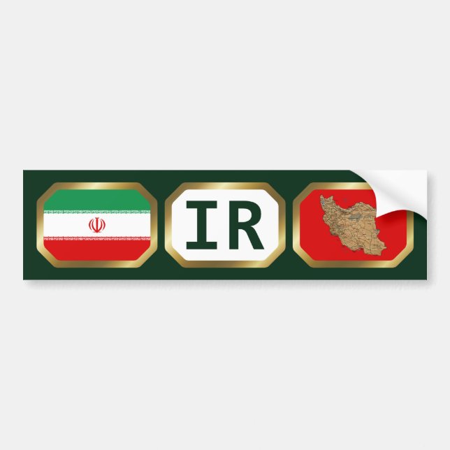 Iran Flag Map Code Bumper Sticker (Front)