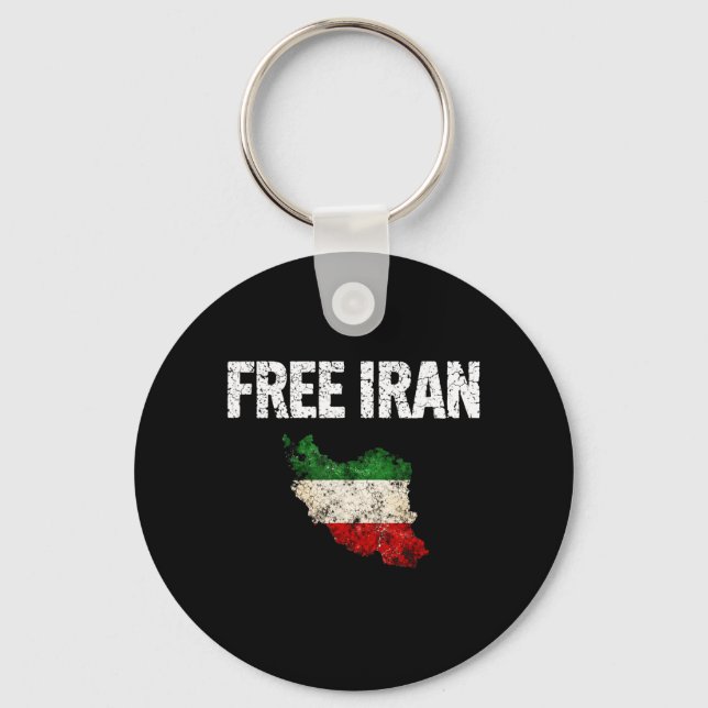 Iran Flag Map - Iran Vintage Key Ring (Front)