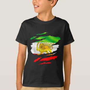 Iran Flag Map Lion Sun Survivor Design T-Shirt