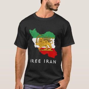 Iran Flag Map Lion Sun Sword Free Iran Support Of T-Shirt
